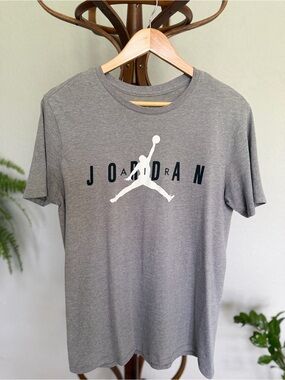 Nike Jordan Gray Short Sleeve Tee with White Jumpman and Black Lettering